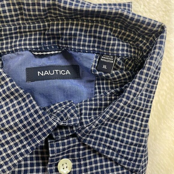 Nautica Shirt Mens Size XL Blue Plaid Casual Button Up Long Sleeve - Picture 10 of 11